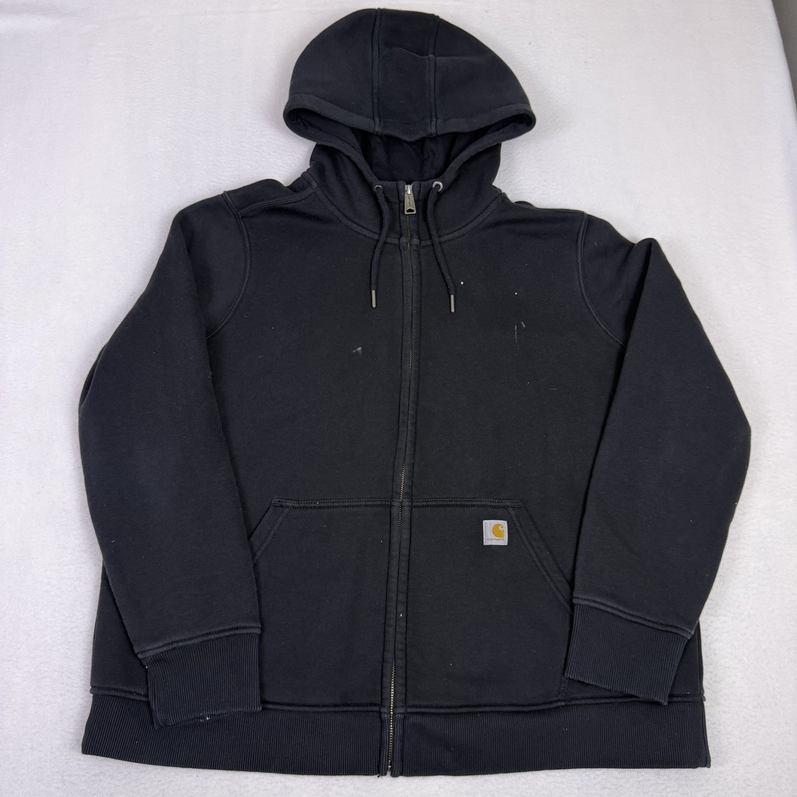 Carhartt Womens 2x Black Relaxed Fit Full Zip Hoodie Stained Sweatshirt